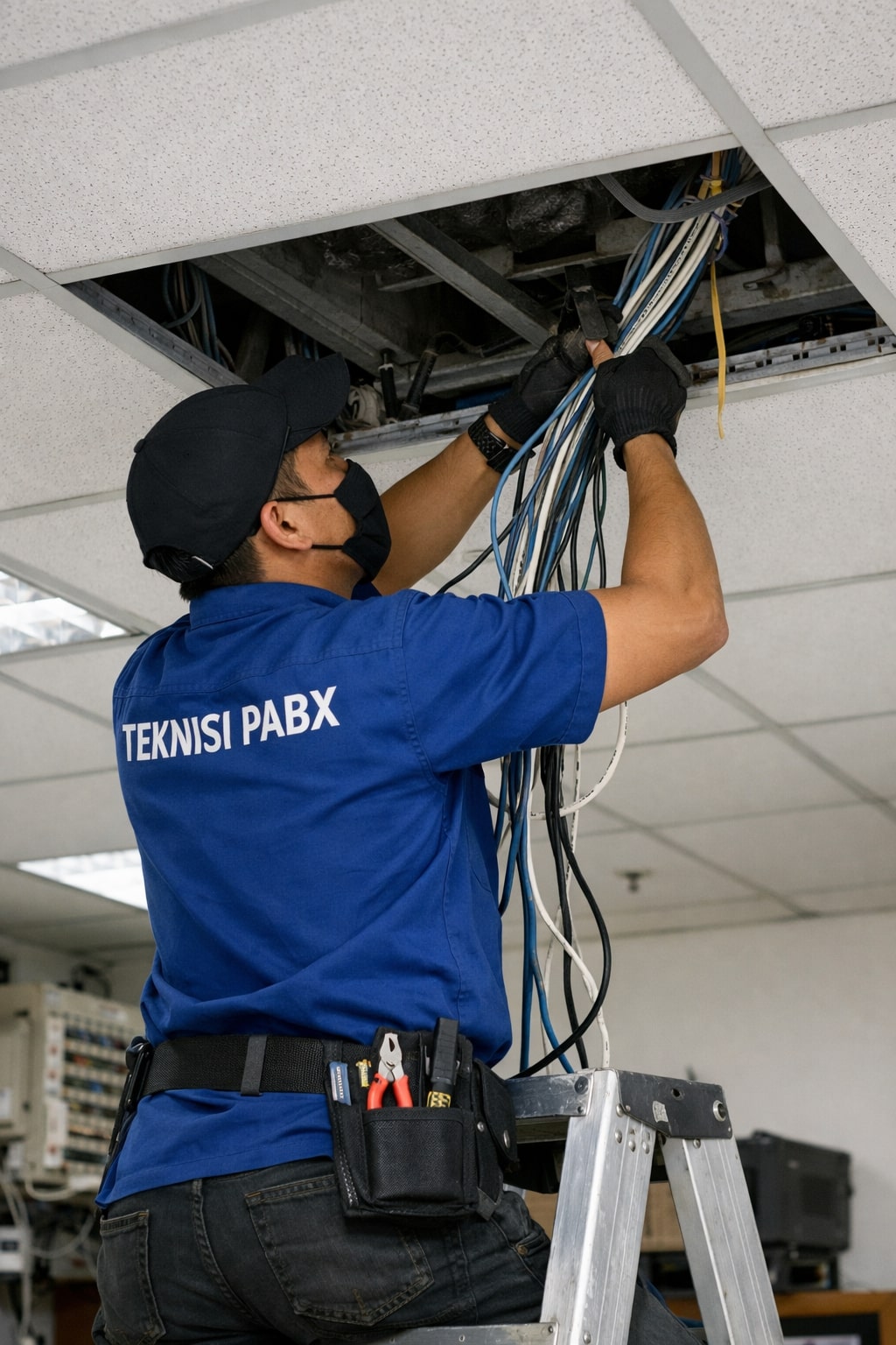 Penarikan Kabel Telefon Rapih via Plafon